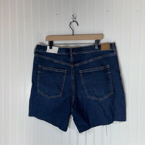 American Eagle 6” Relaxed Shorts 18 34W Super High Rise Dark Wash Denim - Picture 2 of 4